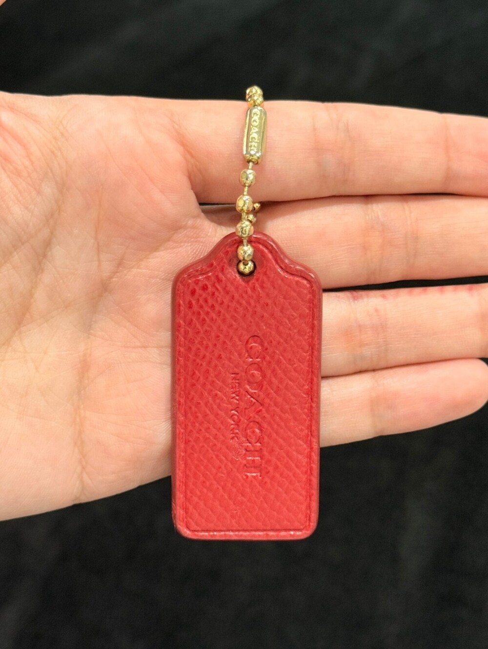 2.25" Modern Coach Leather Key Fob Keychain Hang Tag Hangtag